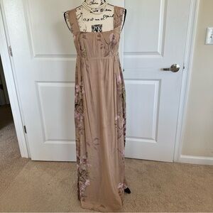 Anthropologie Floral Empire Waistline A Line Maxi Sun Lined Dress Size Small